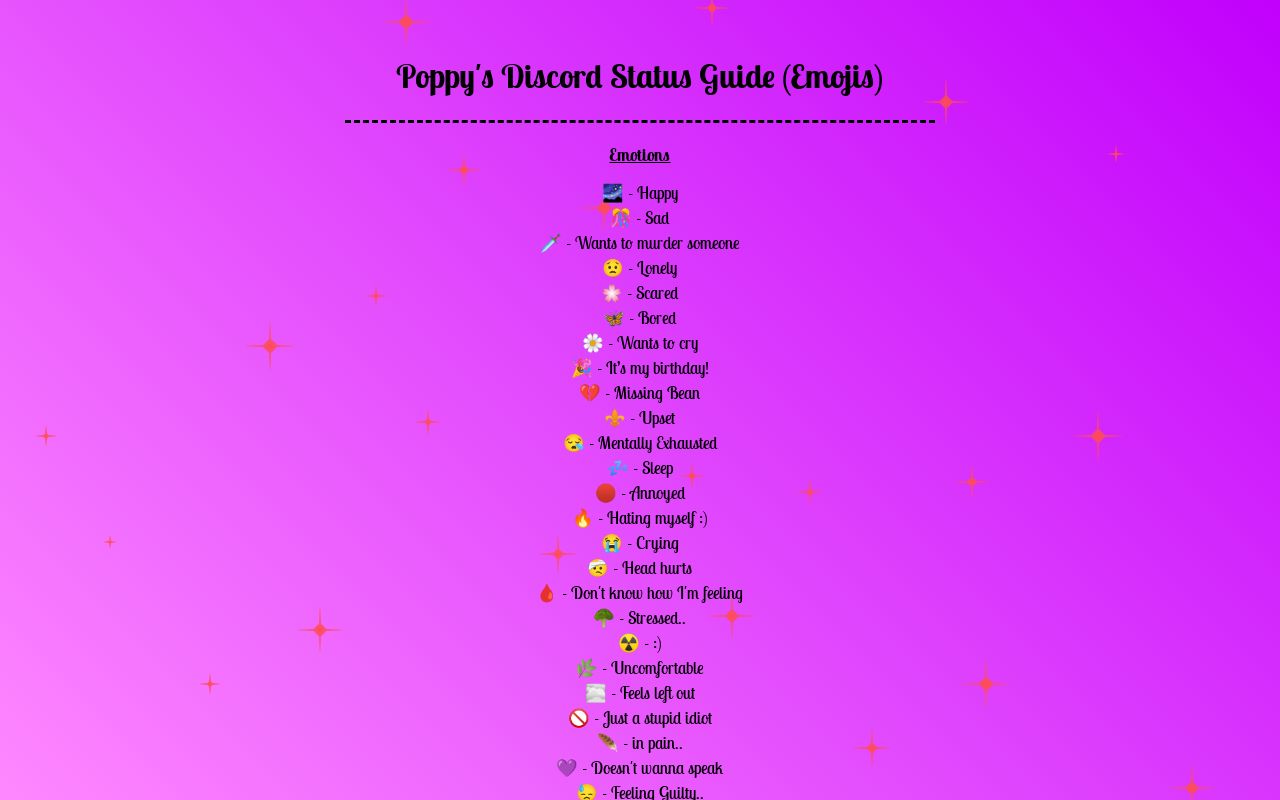 Poppy's Discord Status Guide (Emojis)